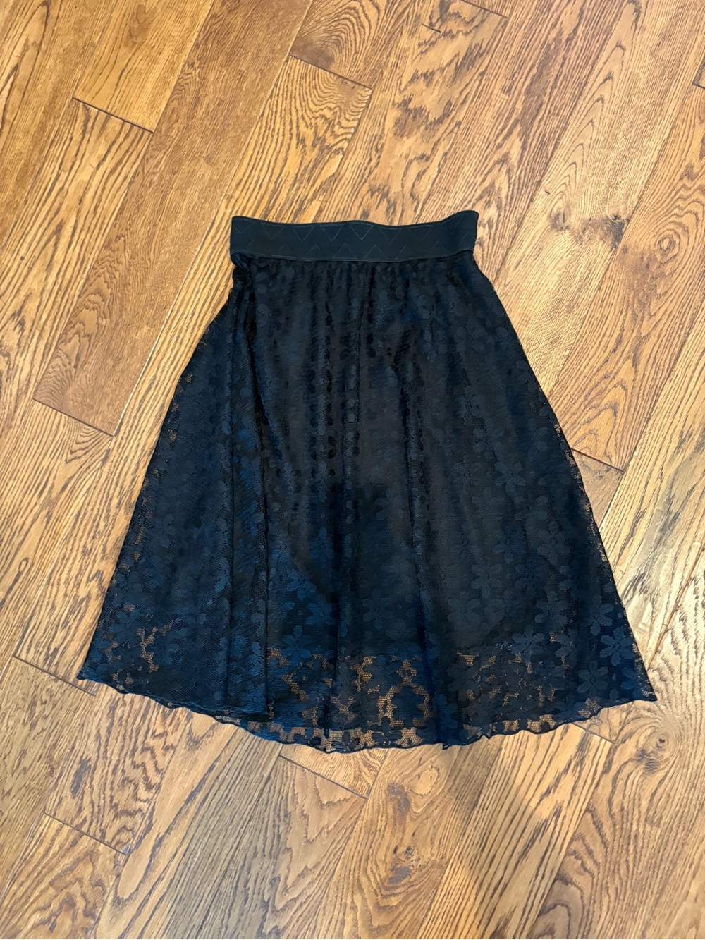 LuLaRoe Black Floral Lace A-Line Skirt